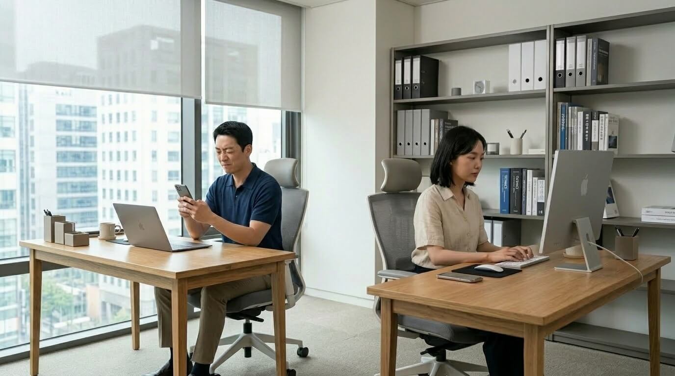 컴퓨터와 스마트폰 사용 중 눈 건강을 관리하는 20~30대 직장인