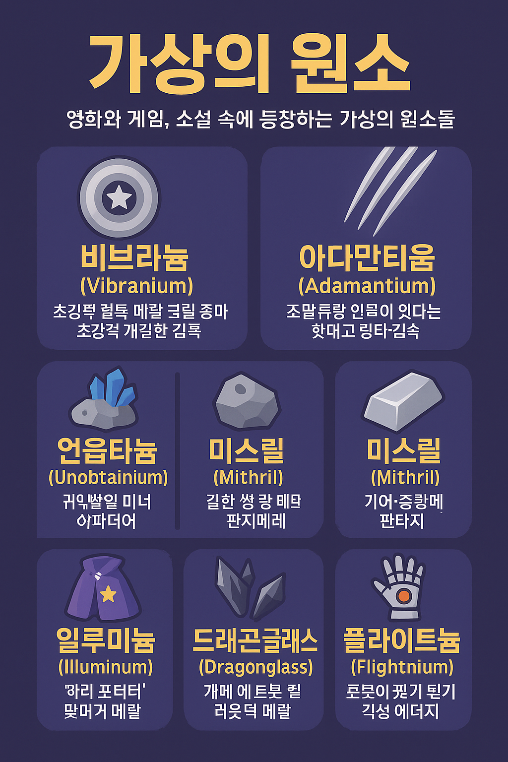 실제 존재하지 않는 가상의 원소들: 영화와 게임 속 &lsquo;상상 원소&rsquo;의 매력