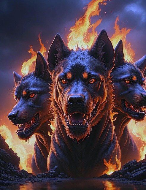 머리가 3개 달린 개 케르베로스 이미지