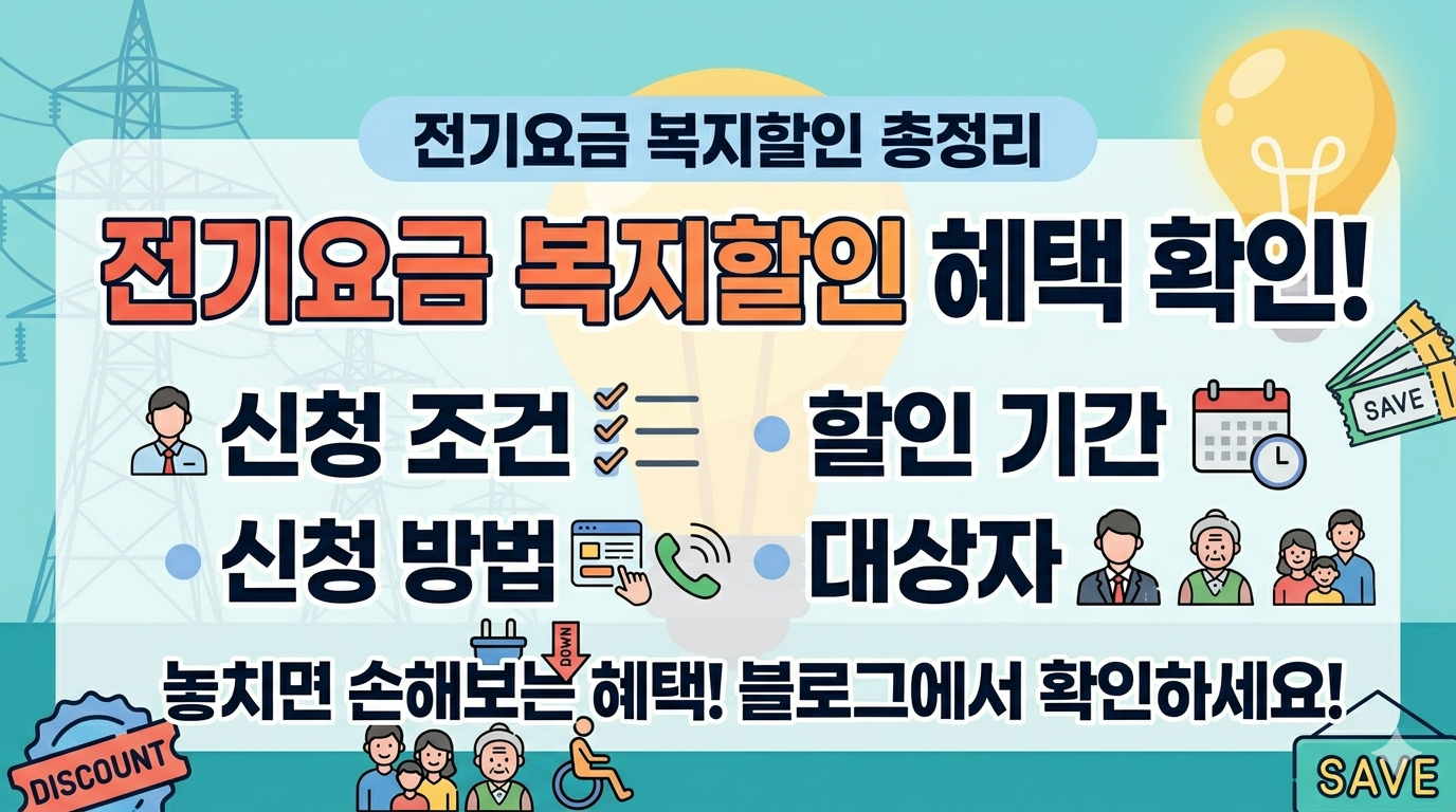 전기요금 복지할인 신청방법 대상자 총정리: 놓치면 손해 보는 혜택 확인하기