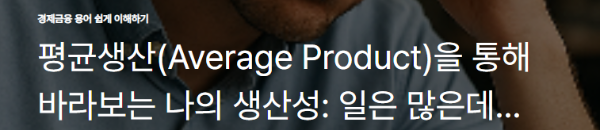 평균생산(Average Product)을 통해 바라보는 나의 생산성: 일은 많은데