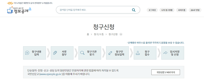 청구신청 절차 6단계를 순서대로 설명하는 사이트