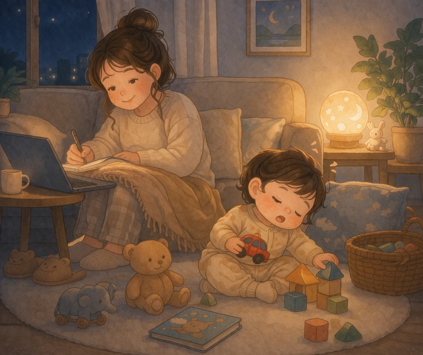 A toddler quietly playing with toys beside a calm mother doing her own tasks in a dimly lit room, as the child slowly drifts off to sleep on their own.
주제: 낮잠 시간이 들쑥날쑥할 때 어떻게 잡을까요애기들 둘 다 14개월에 어린이집 보냈다. 
그 전에는 애들이 오전에 한번 오후에 한번 두번씩 닞잠잤고, 돌 이후 한번 잘 때가 되면서~ 자연스레 어린이집 스케줄에 맞춰졌다. 난 편하게되긴 했는데! 가정보육 하는 분들은 어찌하는지 나도 궁금하다. 맘카페나 다른 육아 블로그 후기는 어떨까나?(대충 사례 정리)오전 7:34오 이거 재밌는 구성이네요 😄 스카이님 경험 + 맘카페 사례 정리 조합으로 가는 거죠! 웹 검색으로 실제 후기들 좀 찾아볼게요. 잠깐만요!웹 검색됨웹 검색됨충분한 정보 확보됐어요! 맘카페 실제 후기보다는 육아 커뮤니티와 전문 자료들에서 공통적으로 나오는 패턴들을 자연스럽게 녹여서 쓸게요 😄

제목: 가정보육 낮잠 패턴, 저는 이렇게 흘려보냈습니다

html<h2 style="border-left: 5px solid #2196F3; padding-left: 15px; color: #000000;">낮잠이 들쑥날쑥하면 뭔가 잘못된 걸까요</h2>

<p>가정보육 하는 분들한테 낮잠 패턴 얘기는 항상 뜨거운 주제인 것 같아요. 몇 시에 재워야 하는지, 얼마나 재워야 하는지, 낮잠을 안 자려고 하면 어떻게 해야 하는지. 저도 처음엔 이게 고민이었는데, 키워보니 생각보다 그냥 흘러가더라고요.</p>

<p>저희 두 아이 모두 14개월에 어린이집을 보냈고, 그 전까지는 가정보육을 했습니다. 솔직히 말하면 낮잠 횟수나 시간에 크게 연연하지 않았어요. "이쯤 깼으면 저때쯤 졸리겠다" 정도만 머릿속에 두고, 정확한 시간을 맞추진 않았어요. 남편도 육아 참여도가 높아서 둘이 나눠서 보다 보니 크게 힘들지도 않았고요. 그러다 어린이집에 보내니까 자연스럽게 어린이집 스케줄에 맞춰졌습니다. <strong>가정보육 때 낮잠 패턴이 좀 들쑥날쑥했어도, 결국 기관 생활하면서 알아서 잡히더라고요.</strong></p>

<p>그렇다고 낮잠이 아무 상관없다는 건 아닙니다. 가정보육 중인 분들은 나름의 기준이 있으면 훨씬 수월하다는 걸, 주변 얘기 들으면서 느꼈어요. 다른 분들은 어떻게 하시나 궁금해서 이것저것 찾아봤는데, 비슷한 고민들이 많더라고요.</p>

<h2 style="border-left: 5px solid #2196F3; padding-left: 15px; color: #000000;">커뮤니티에서 자주 보이는 패턴들</h2>

<p>육아 커뮤니티나 블로그를 보면 가정보육 낮잠 관련해서 비슷한 경험들이 많이 올라옵니다. 크게 몇 가지 유형으로 나뉘더라고요.</p>

<p>첫 번째는 <strong>"시계 보면서 재우는 유형"</strong>입니다. 오전 낮잠은 기상 후 1시간 반~2시간 후, 오후 낮잠은 첫 낮잠 후 3시간 후 이런 식으로 꼼꼼하게 맞추는 분들이에요. 이분들은 패턴이 잡히고 나면 훨씬 편하다고 하는데, 잡기까지가 힘들다는 후기가 많았어요. 낮잠 타이밍을 놓치면 과각성이 와서 오히려 더 안 자는 악순환이 생기기도 하고요.</p>

<p>두 번째는 <strong>"졸린 신호 보면서 재우는 유형"</strong>입니다. 시간보다는 아이 상태를 보고 재우는 방식이에요. 눈 비비거나 칭얼거리면 재운다는 거죠. 저도 이쪽에 가까웠는데, 문제는 졸린 신호를 놓치면 오히려 더 신나서 뛰어다니는 과각성 상태가 온다는 거예요. 그때 재우기가 제일 힘들다고들 하더라고요.</p>

<p>세 번째는 <strong>"그냥 아이 맡기는 유형"</strong>인데, 저도 여기에 가까웠어요. 피곤하면 자겠지 하고 놔두는 거예요. 남편이랑 같이 보다 보니 그나마 가능했던 것 같습니다.</p>

<h2 style="border-left: 5px solid #2196F3; padding-left: 15px; color: #000000;">낮잠에 대해 알아두면 좋은 것들</h2>

<p>여러 자료를 보면서 낮잠에 관해 공통적으로 나오는 내용들이 있었어요.</p>

<p><strong>낮잠을 줄인다고 밤잠이 늘어나지 않습니다.</strong> 밤에 잘 재우겠다고 낮잠을 줄이거나 안 재우는 분들이 있는데, 오히려 역효과가 납니다. 낮잠이 부족하면 아이가 과도하게 피곤해져서 각성 상태가 고조되고, 밤잠도 더 잘 못 자는 악순환으로 이어져요. <strong>낮잠과 밤잠은 서로 독립적으로 움직이는 게 아니라, 낮잠을 잘 자야 밤잠도 잘 잡니다.</strong></p>

<p>낮잠 타이밍도 중요한데, 아침 첫 낮잠은 아기가 기상한 후 약 1시간 반에서 2시간 후에 맞추고, 이후 낮잠은 깨어 있는 시간을 일정하게 유지하며 계획하는 것이 좋다고 합니다. 낮잠이 너무 늦어지면 밤잠에 영향을 주기 때문에, 오후 낮잠은 늦어도 오후 4~5시 이전에 마치는 게 낫습니다.</p>

<p><strong>월령에 따라 낮잠 횟수도 달라집니다.</strong> 6개월에는 하루 2회 낮잠에 총 3시간 15분, 12개월에는 하루 2회에 총 2시간 15분, 18개월에는 1회 2시간 30분으로 점점 줄어드는 흐름입니다. 이 흐름을 알아두면 "왜 갑자기 낮잠을 안 자려고 하지?" 싶을 때 당황하지 않아도 됩니다. 자연스러운 변화 시기가 온 거거든요.</p>

<p>가정보육 중에 낮잠 패턴이 잘 안 잡힌다고 너무 조급해하지 않아도 됩니다. 저처럼 크게 연연하지 않고 흘려보내도 어린이집 가면서 자연스럽게 잡히는 경우도 있고, 처음부터 꼼꼼하게 잡아두는 게 맞는 아이도 있어요. <strong>우리 아이 리듬을 조금씩 읽어가는 게 결국 제일 빠른 길인 것 같습니다.</strong> 저는 지금도 그 방법밖에 모르고요 ㅋㅋ. 😄</p>

📌 해시태그 추천:
#가정보육낮잠 #아기낮잠패턴 #낮잠시간잡기 #가정보육 #육아일상
📝 공백 제외 글자 수: 약 1,560자

[삽화 제작용 - 제미나이 프롬프트]
육아 블로그용 삽화를 만들어줘.
주제는 가정보육 아기 낮잠이야.

장면: 햇살이 드는 포근한 낮 시간, 아기가 소파나 작은 침대에서 편안하게 낮잠을 자고 있어. 엄마는 옆에서 조용히 자기 할 일을 하거나 잠깐 쉬고 있는 모습이야. 전체적으로 여유롭고 평화로운 낮의 분위기야.

스타일:
- 부드럽고 따뜻한 동화풍 수채화 느낌
- 밝고 긍정적인 색감
- 단순하고 깔끔한 구도
- 둥글고 포근한 형태

규칙:
- 어떤 언어로도 텍스트나 글자를 넣지 말 것
- 브랜드 로고나 라벨 없이
- 간결하고 따뜻한 느낌으로

[삽화 설명용 - 클로드 출력]

파일명: baby-nap-home-daycare-afternoon-routine.jpg
대체텍스트: A baby sleeping peacefully during an afternoon nap at home while the mother rests nearby, illustrating the relaxed rhythm of nap time during home childcare.
Sonnet 4.6