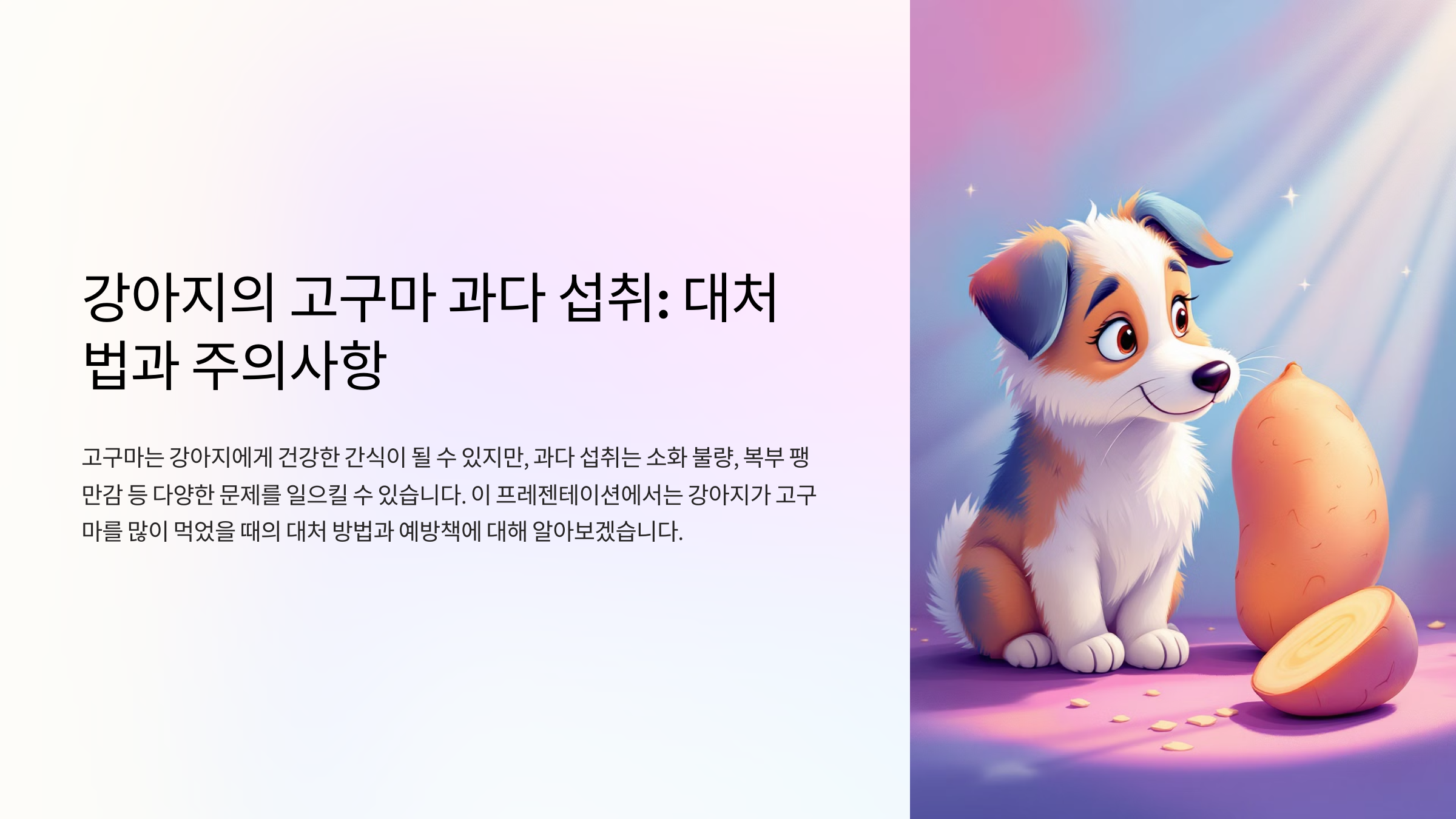 강아지가 고구마를 많이 먹었을 때의 대처법과 주의사항