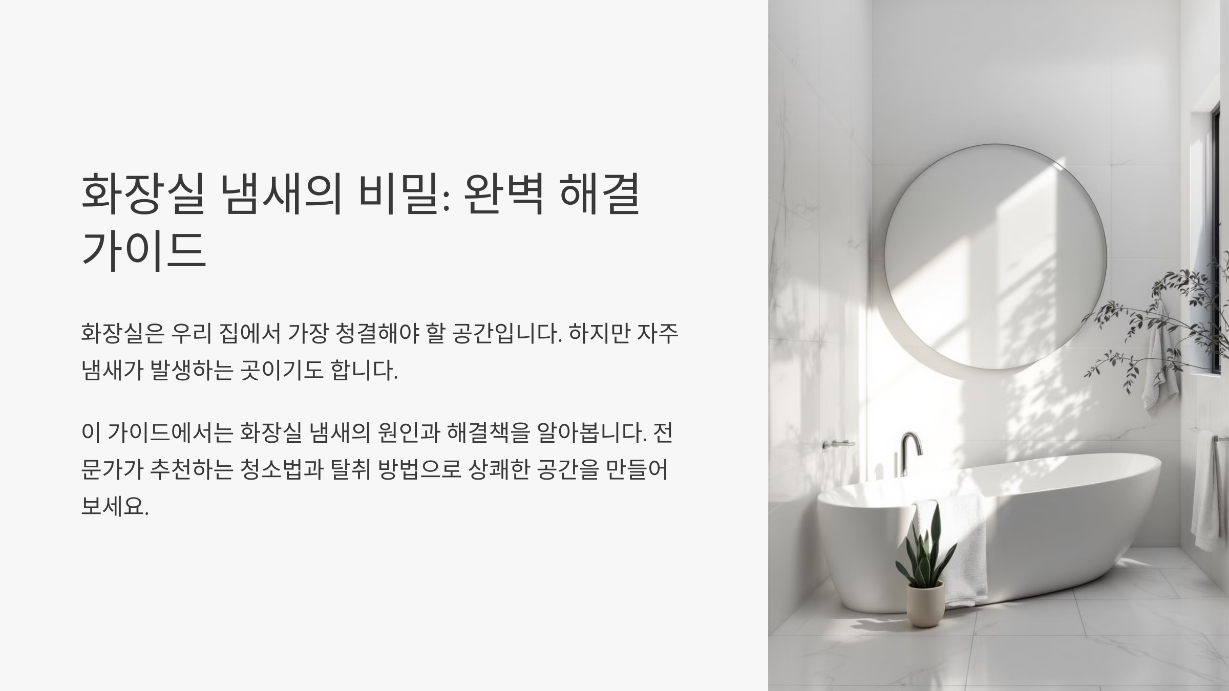 화장실 냄새의 비밀: 완벽 해결 가이드
