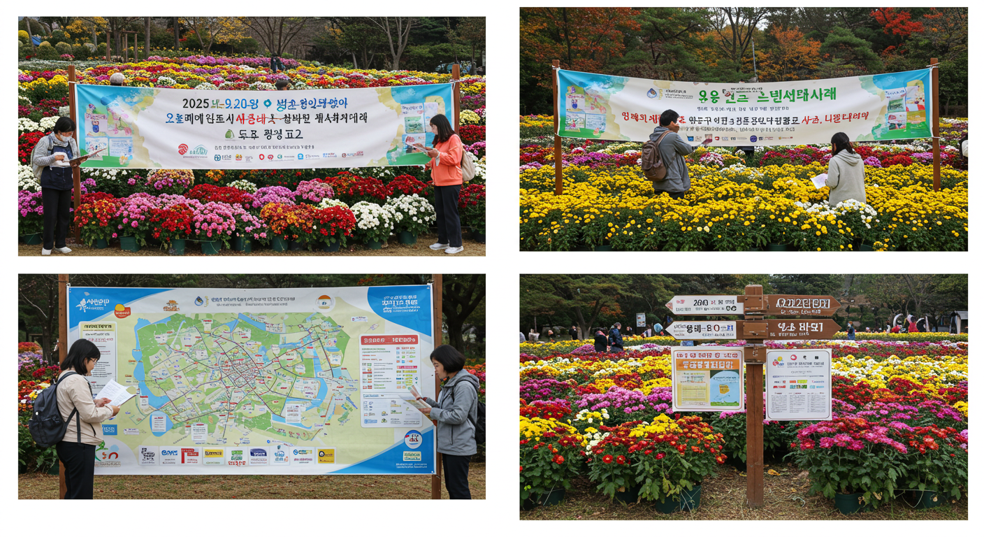 인천 계양 아라온 국화축제 일정과 안내를 표현한 장면