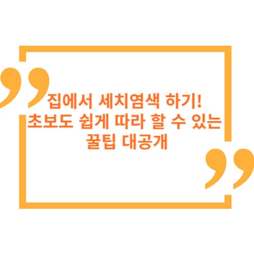 집에서 세치염색 하기! 초보도 쉽게 따라 할 수 있는 꿀팁 대공개