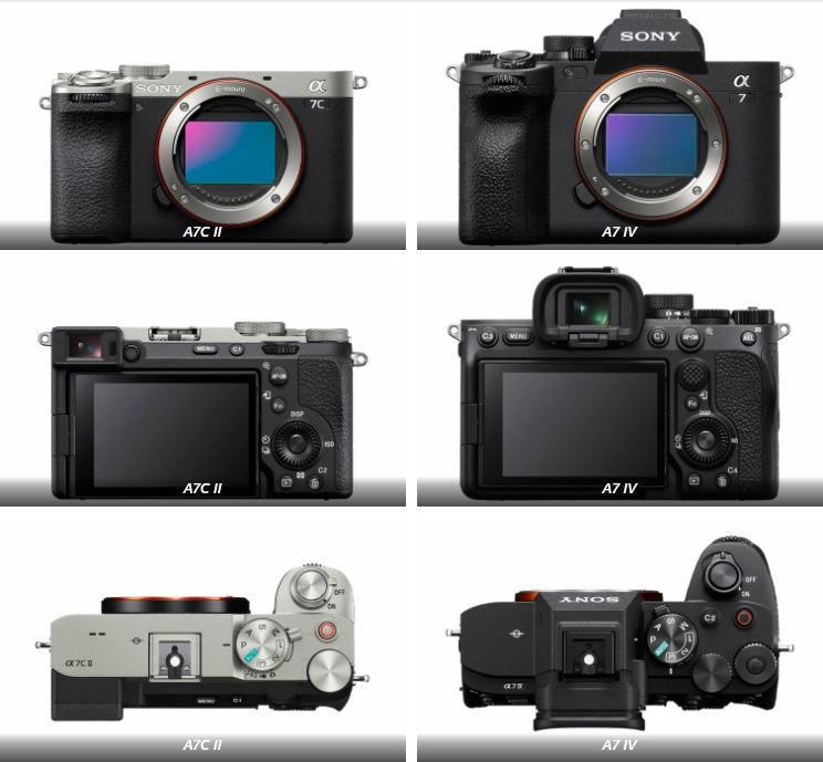 소니 A7M4와 A7C2 디자인 차이(뷰파인더/그립) 비교 이미지