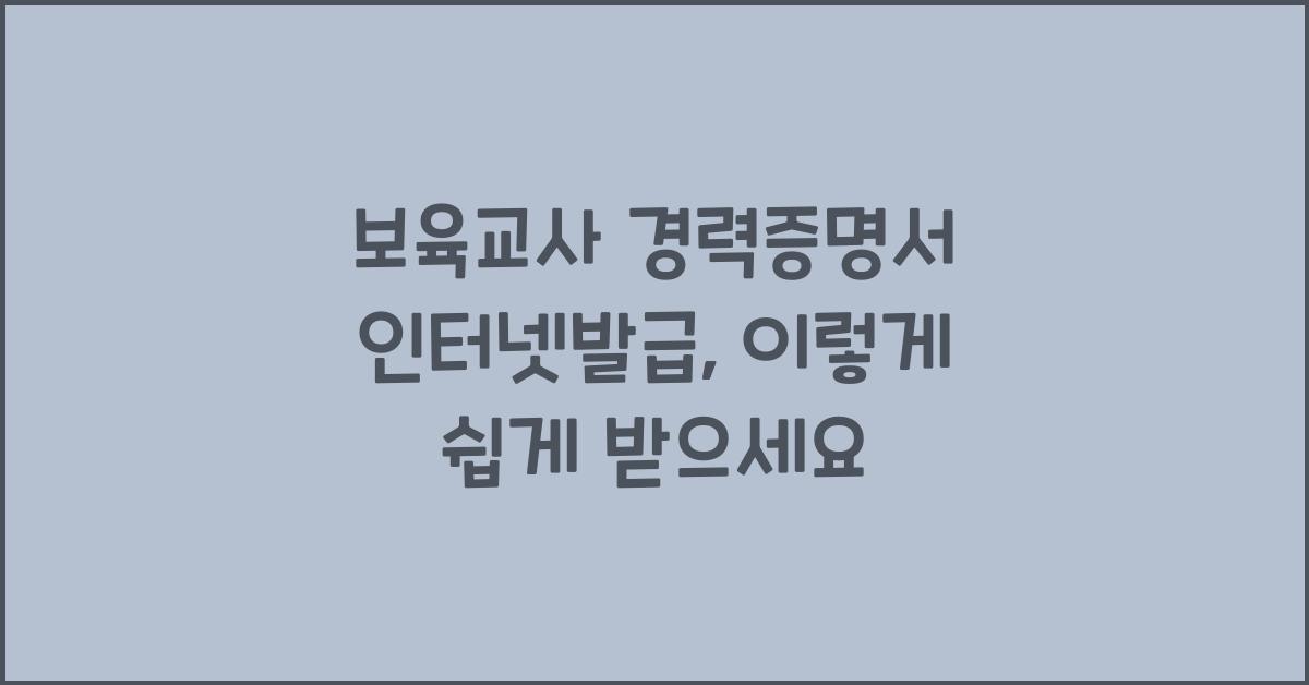 보육교사 경력증명서 인터넷발급
