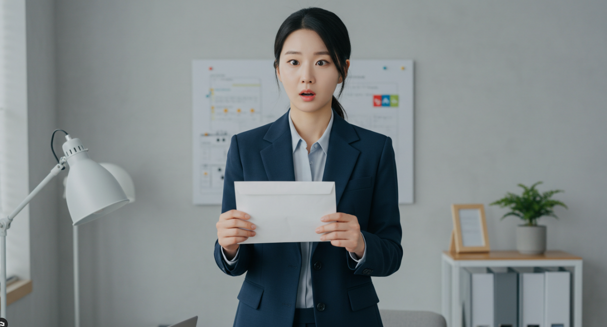 퇴직금 연금화에 놀라는 직장 여성