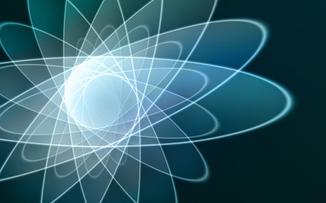 푸른 빛의 광선이 다양한 크기의 타원을 그림