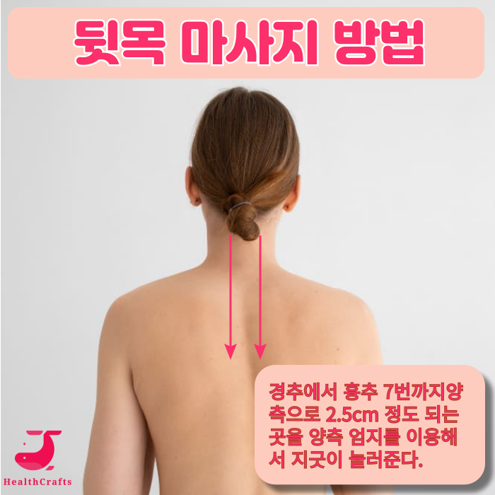 뒷목 마사지 방법을 설명하는 그림