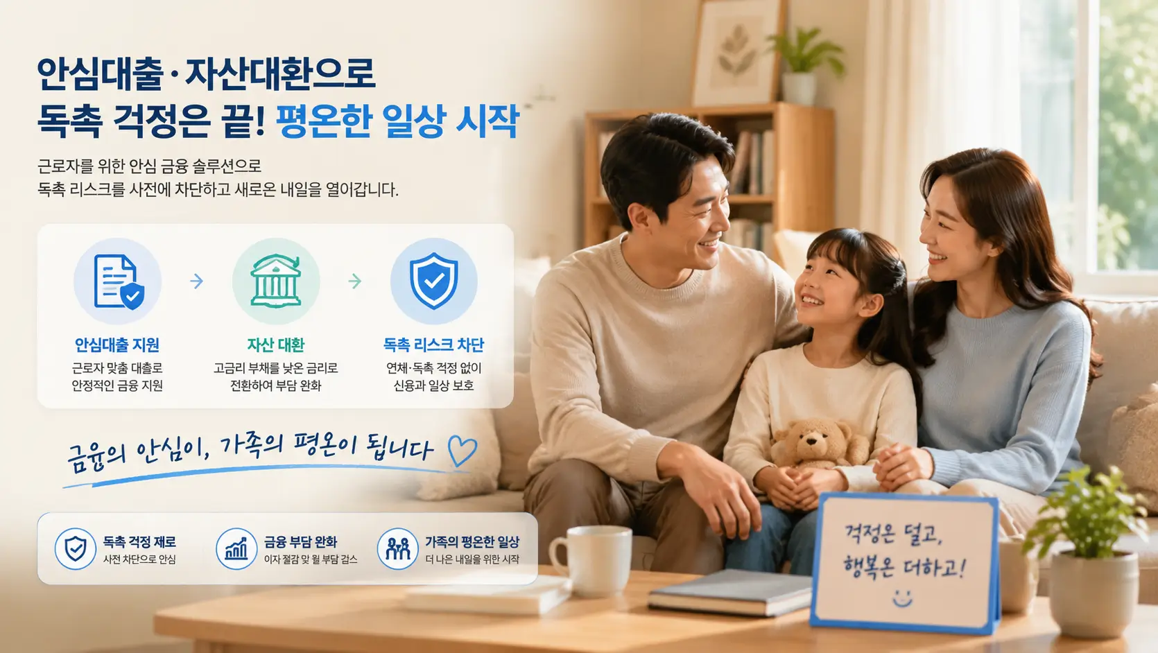 근로자 대상 안심대출 및 자산 대환을 마쳐 독촉 리스크를 사전에 차단하고 평온을 찾은 가정