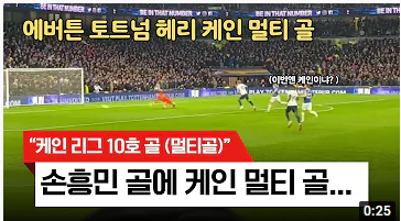 토트넘 손흥민, 에버턴전 11호골 동영상