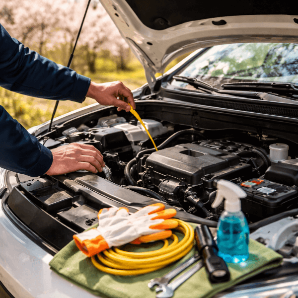 봄철 차량 엔진 점검 모습