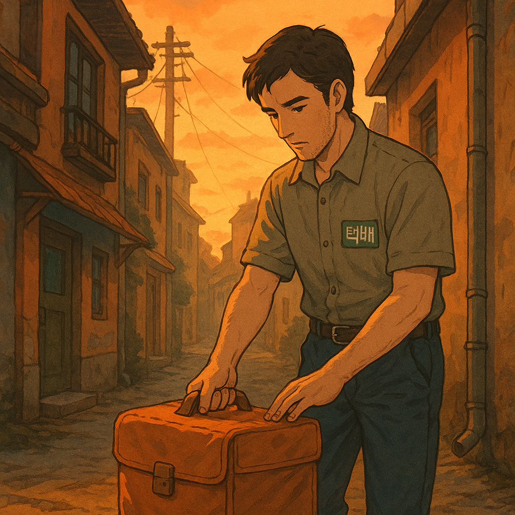 노을 진 골목에서 존은 택배 가방을 내려놓는다. 질문은 그 순간 시작되었다.
