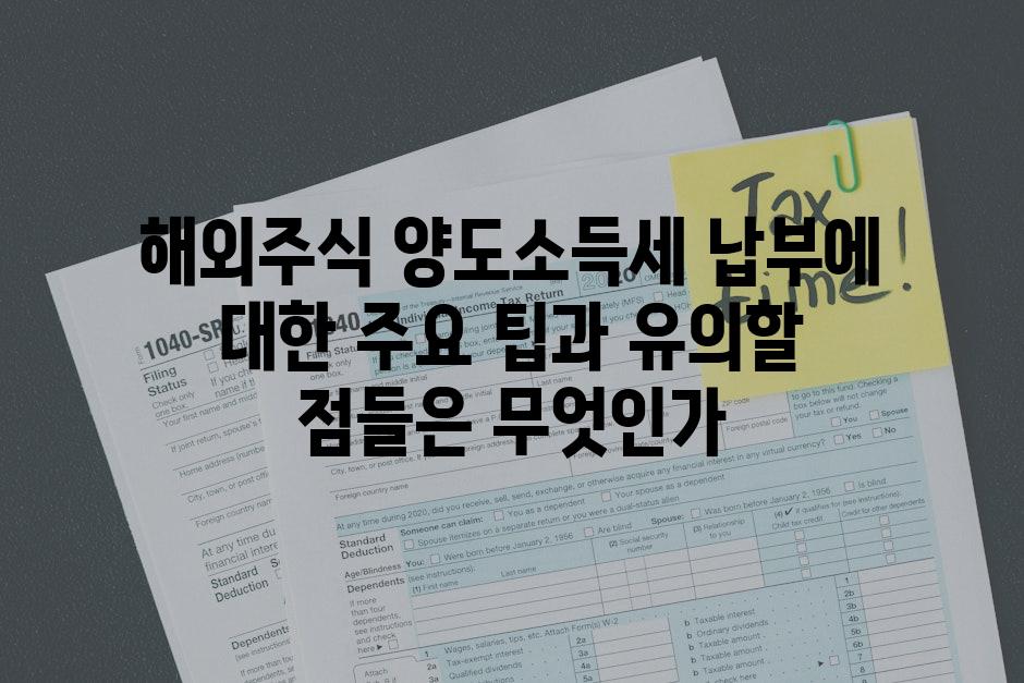 해외주식 양도소득세 납부에 대한 주요 팁과 유의할 점들은 무엇인가