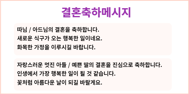 자녀 결혼축하메세지
