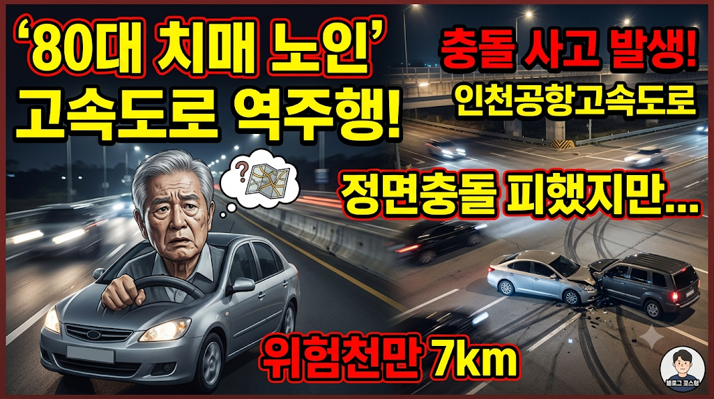 80대 치매 노인 고속도로 역주행! 인천공항고속도로에서 충돌 사고 발생