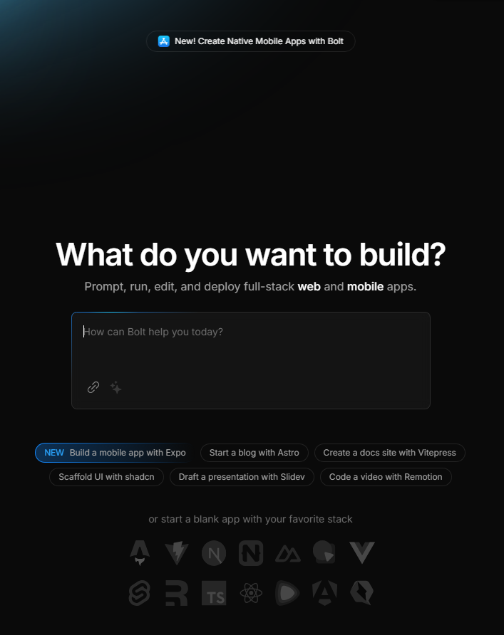 bolt.new 홈페이지