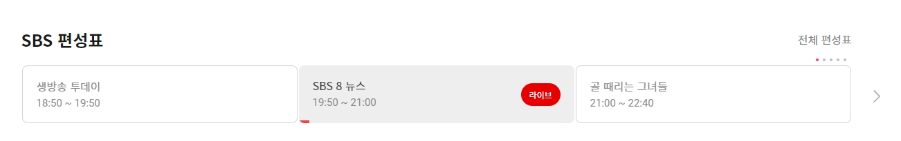 전체 편성표 버튼 및 상세 일정 확인