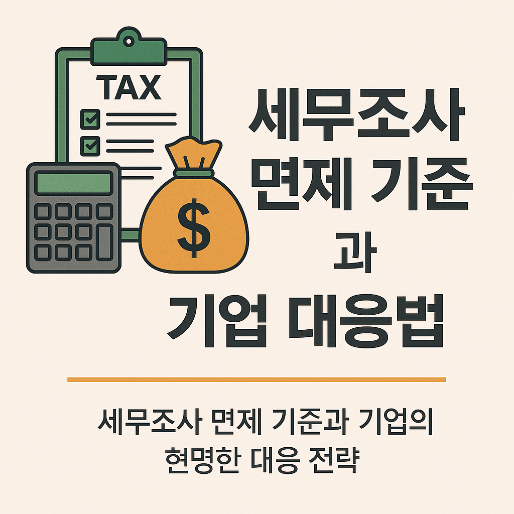 세무조사면제기준과 기업대응법 문구와 계산기와 돈뭉치 이미지