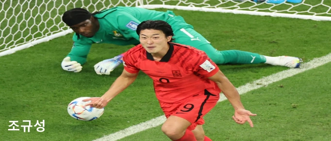 대한민국 가나 조규성 골 장면
