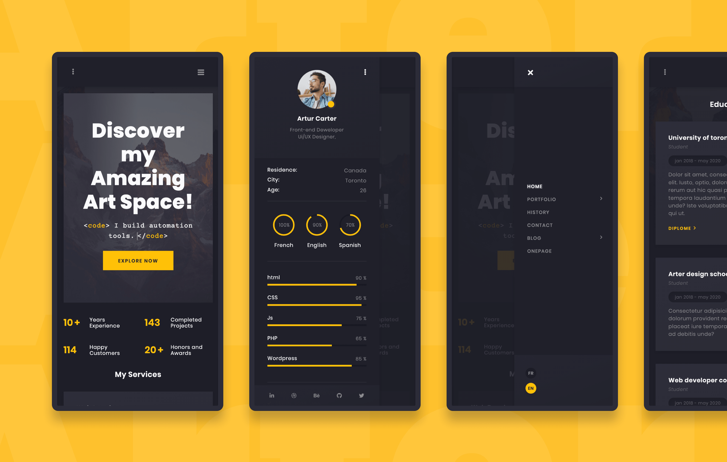 자기소개 포트폴리오 HTML 템플릿 무료 다운로드 - 반응형