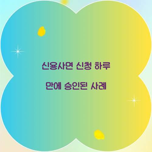 신용사면 신청 하루 만에 승인된 사례