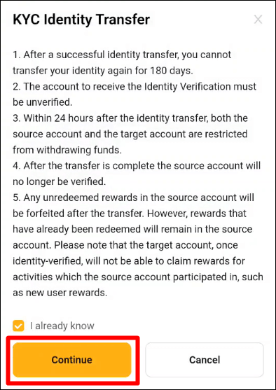 KYC 신원 이동 주의사항 확인