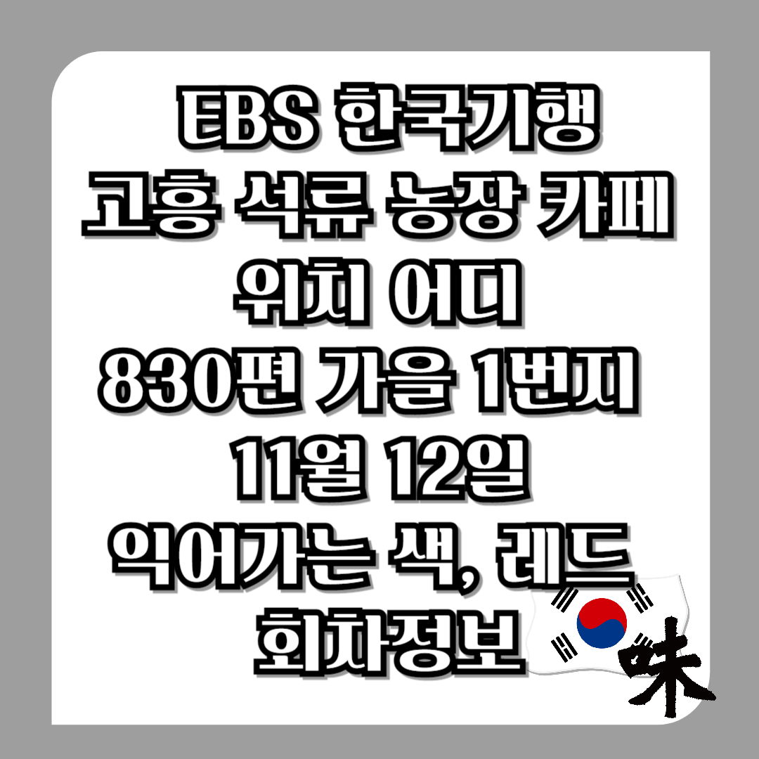 한국기행-고흥-석류 농장-카페-위치-어디-택배-주문-830편-가을-1번지-11월-12일-익어가는-색,-레드-회차정보