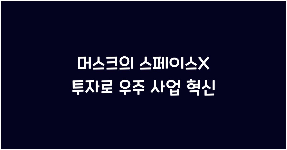 머스크의 스페이스X 투자