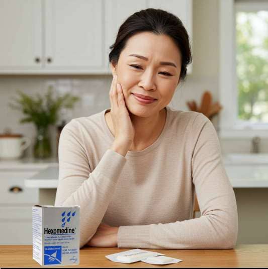 헥사메딘 효능 칸디다 감염증 치료, 치통이 심한 여성 사진