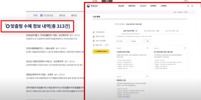 맞춤형 수혜정보