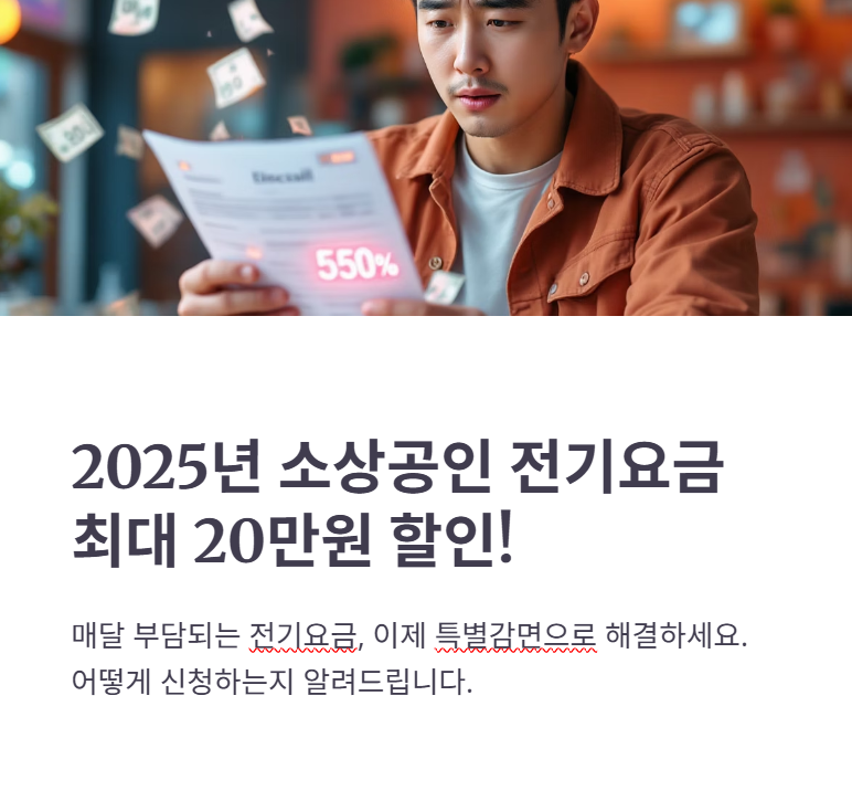 2025년 소상공인 전기요금 특별감면 지원대상, 신청방법 총정리