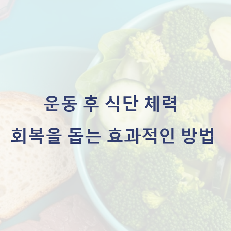 운동 후 식단: 체력 회복을 돕는 효과적인 방법