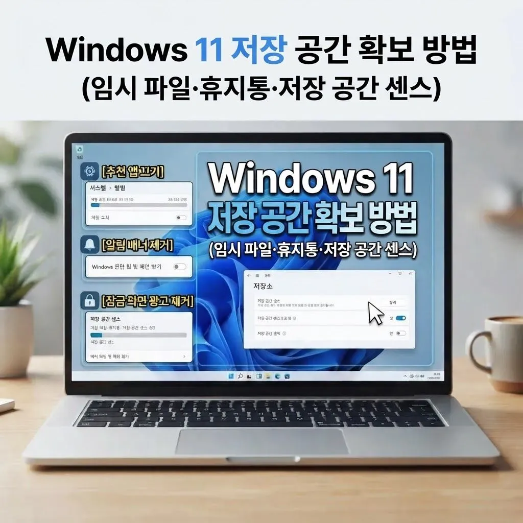 Windows 11 저장 공간 확보 방법 (임시 파일&middot;휴지통&middot;저장 공간 센스)