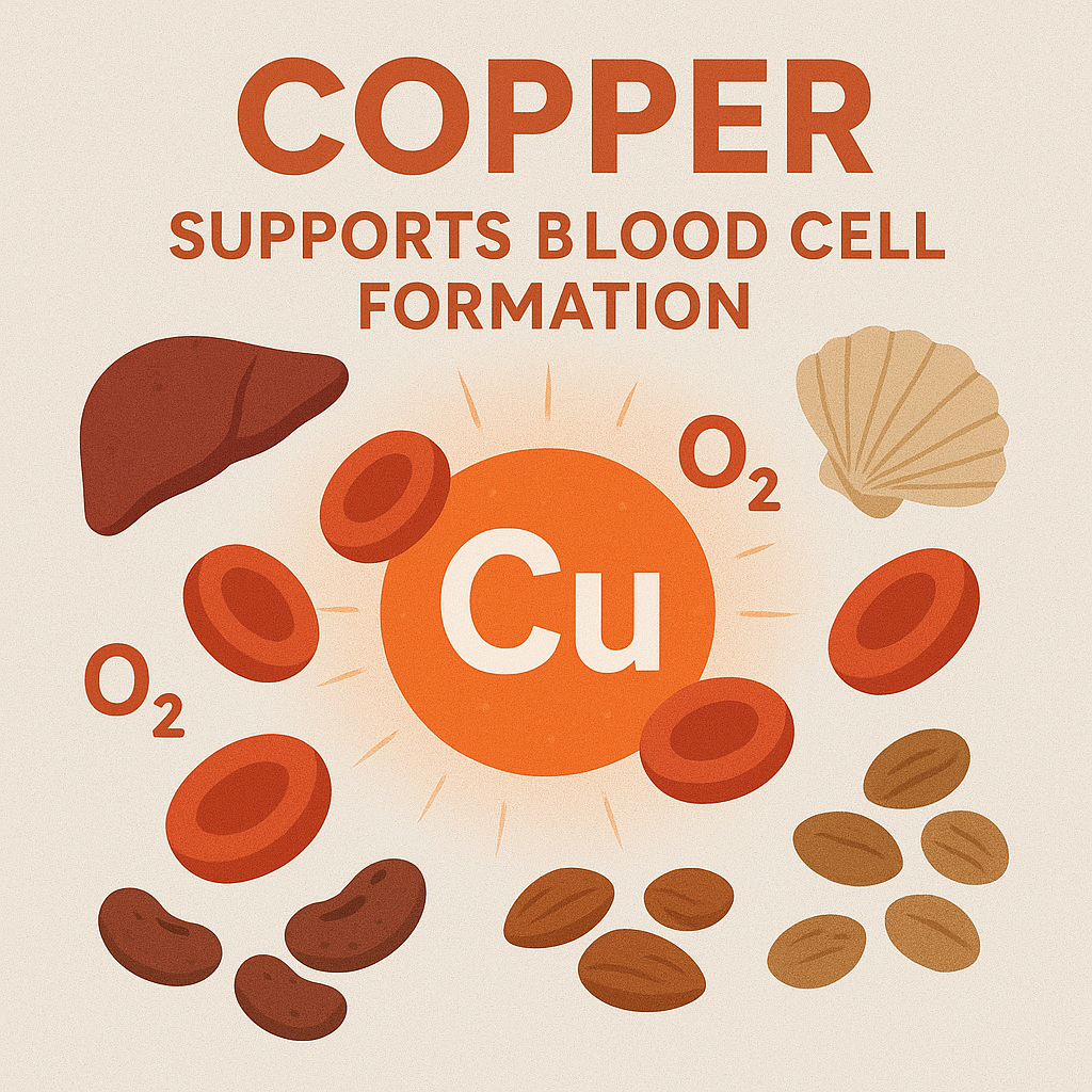 구리 풍부 식품(간, 조개류, 견과류, 콩류)