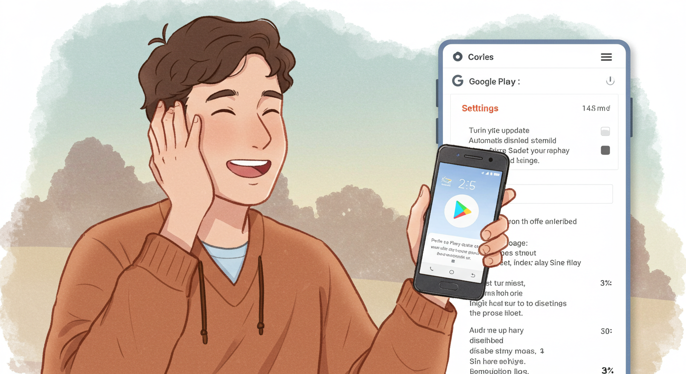 구글플레이에서 자동 업데이트를 차단한 모습