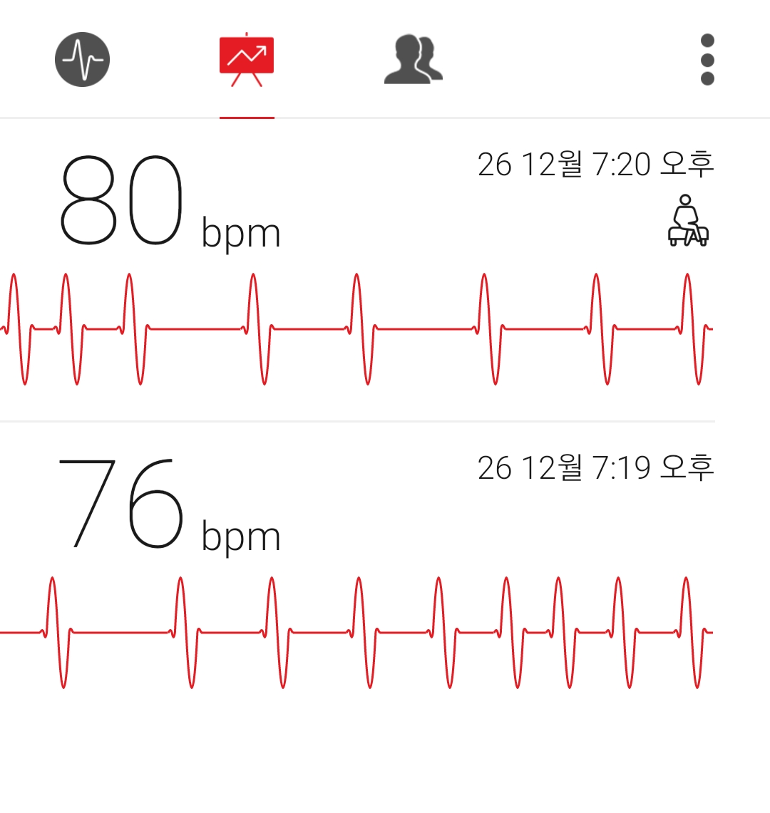 심박수 측정 기록