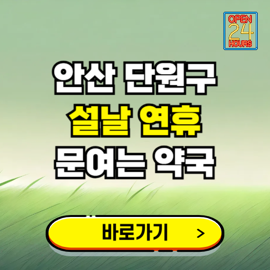 안산시 단원구 설날 연휴 문여는 약국 ❘ 24시 비상 당직 일요일 밤에 문여는 곳