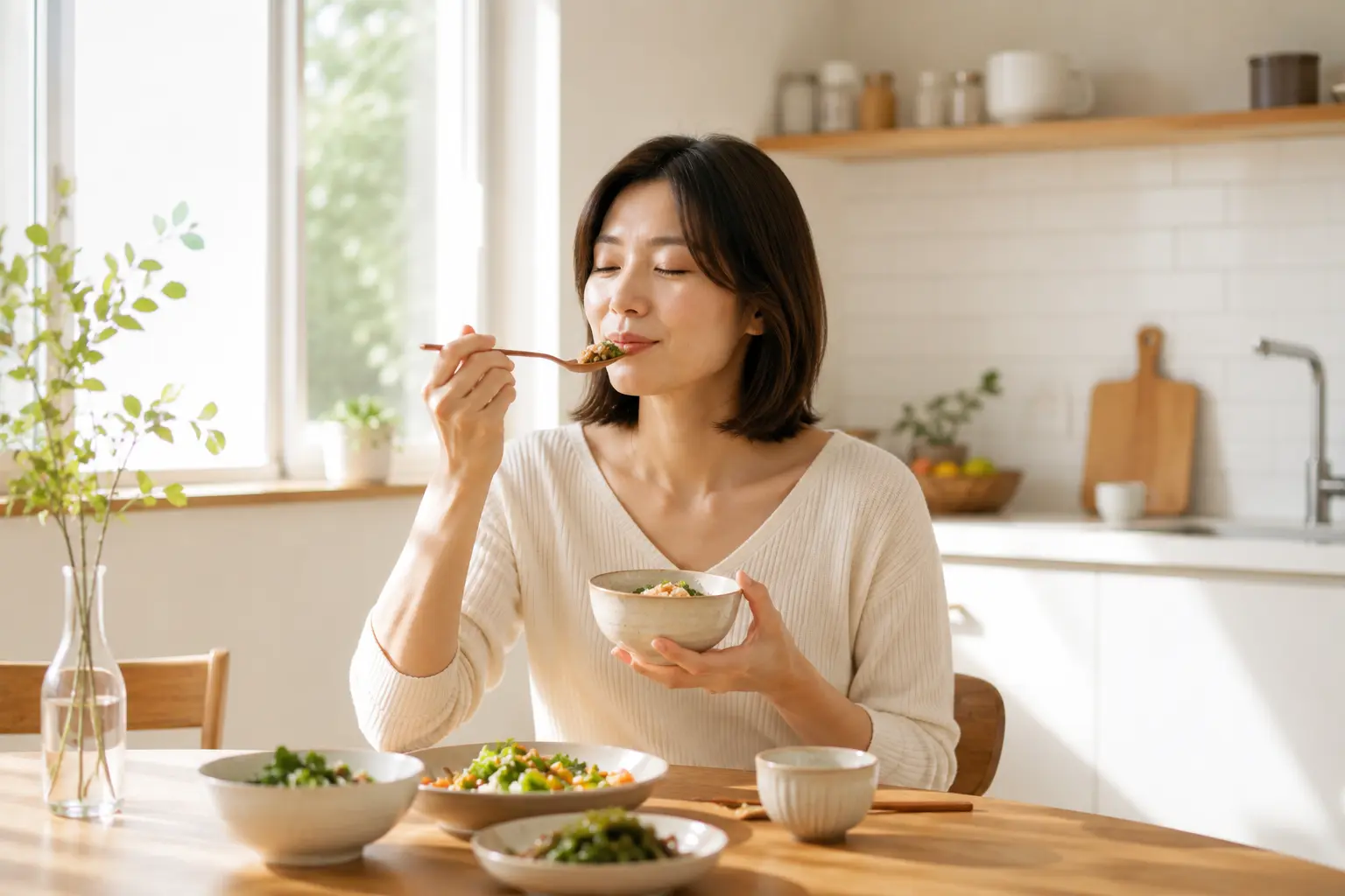 음식을 오래 씹는 모습