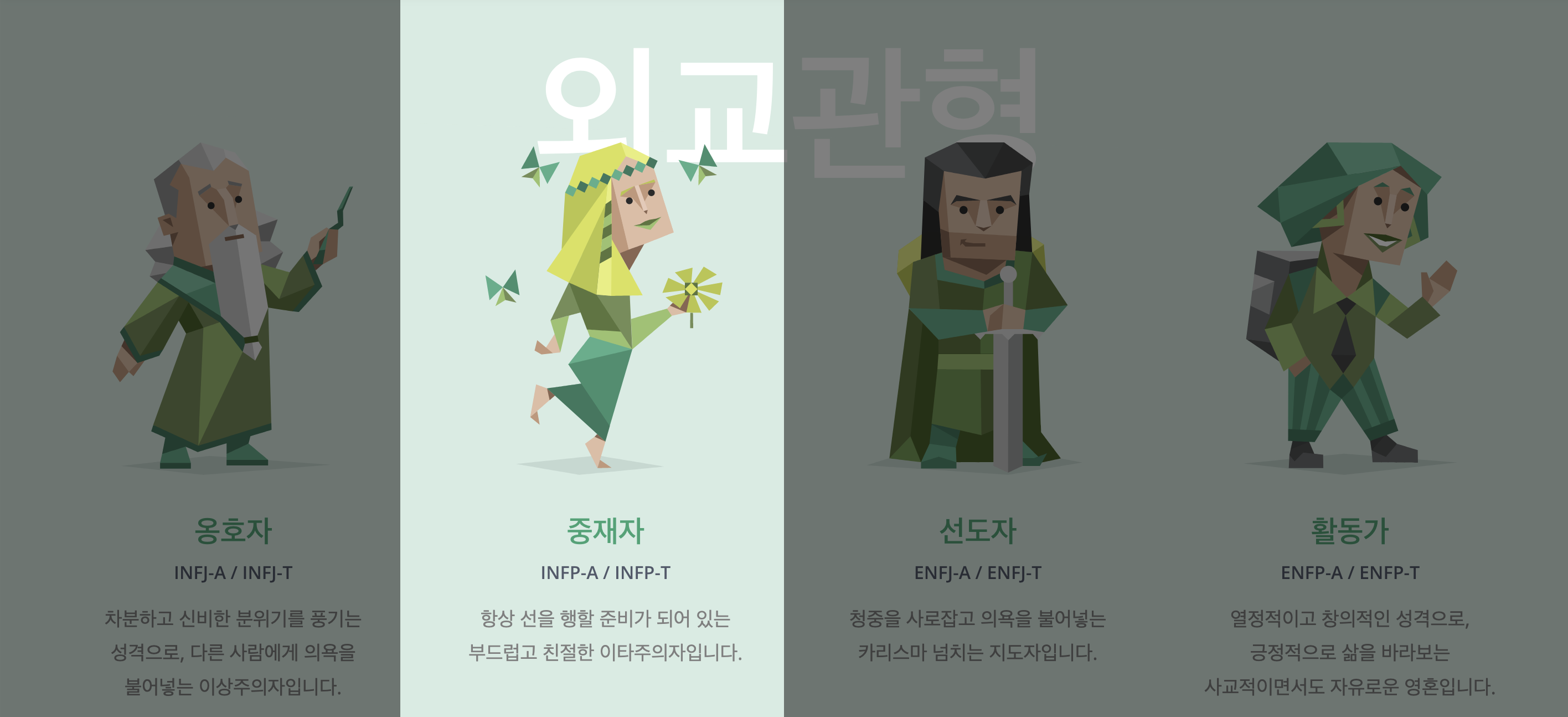 외교관형이라고 젹혀있는 성격 유형들