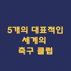 5개의 대표적인 세계의 축구 클럽