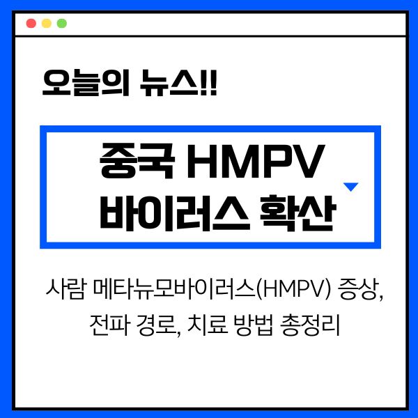 중국 HMPV 바이러스 확산: 사람 메타뉴모바이러스(HMPV) 증상, 전파 경로, 치료 방법 총정리