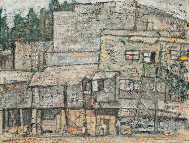〈판잣집〉1950년대 후반, 종이에 유채, 20.4×26.6cm, 성신여자대학교박물관