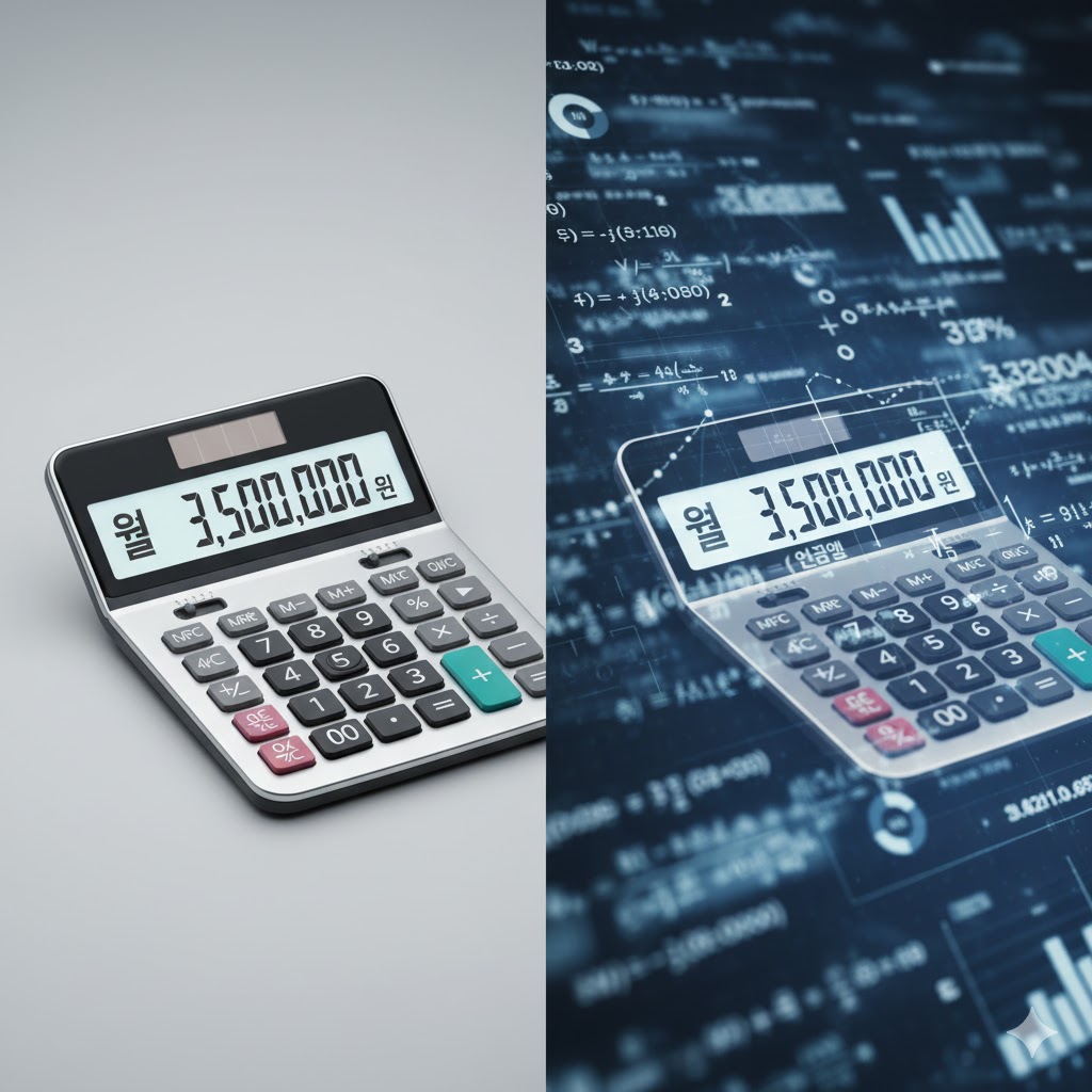 복잡한 보험금 계산 대신 간단한 연금 수령액이 표시되는 계산기 화면