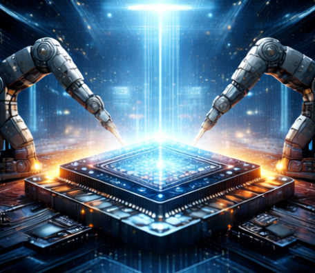 반도체를 생산하는 로봇이미지