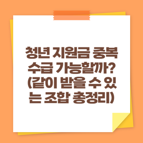 청년 지원금 중복 수급 가능할까 (같이 받을 수 있는 조합 총정리)