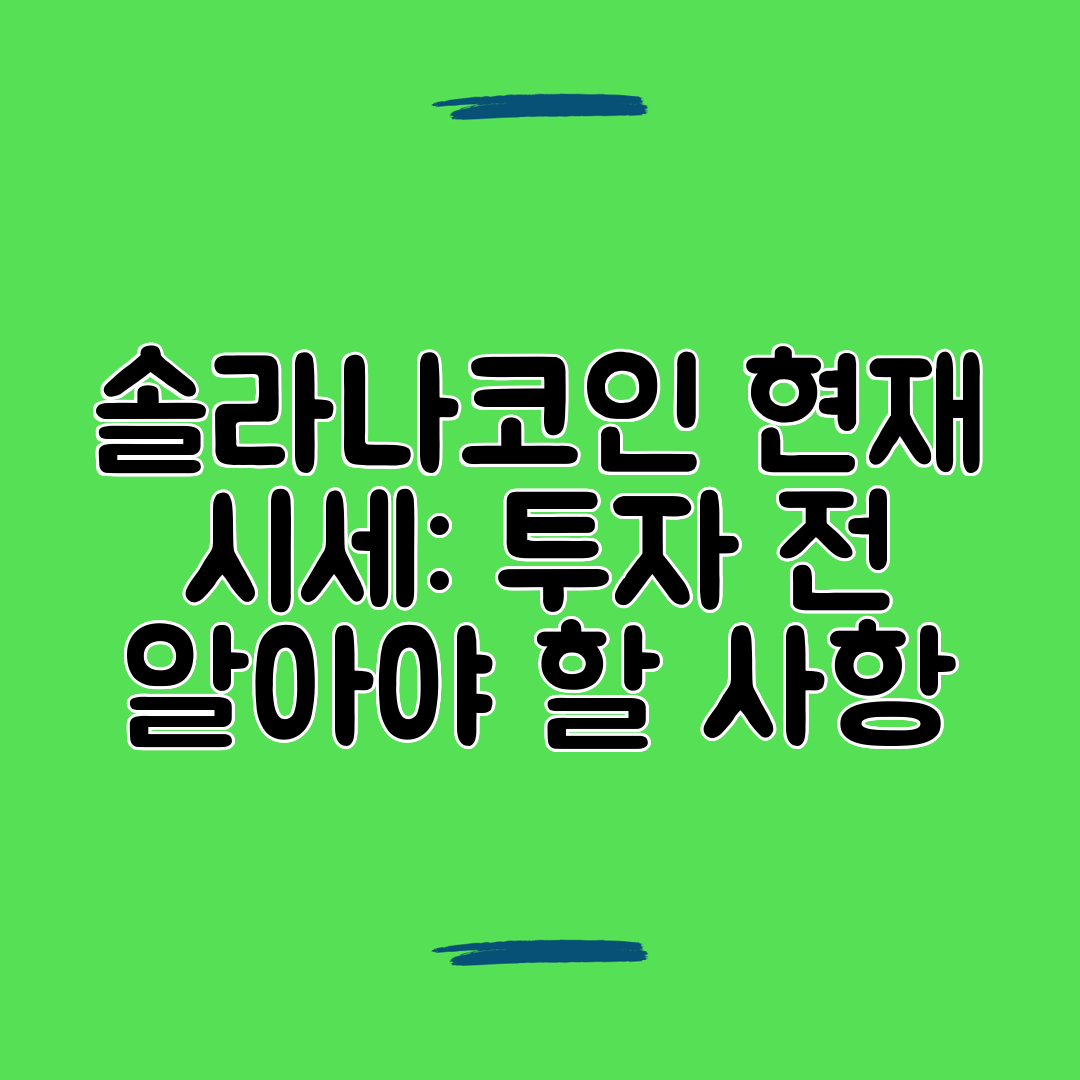 솔라나코인 현재 시세 투자 전 알아야 할 사항